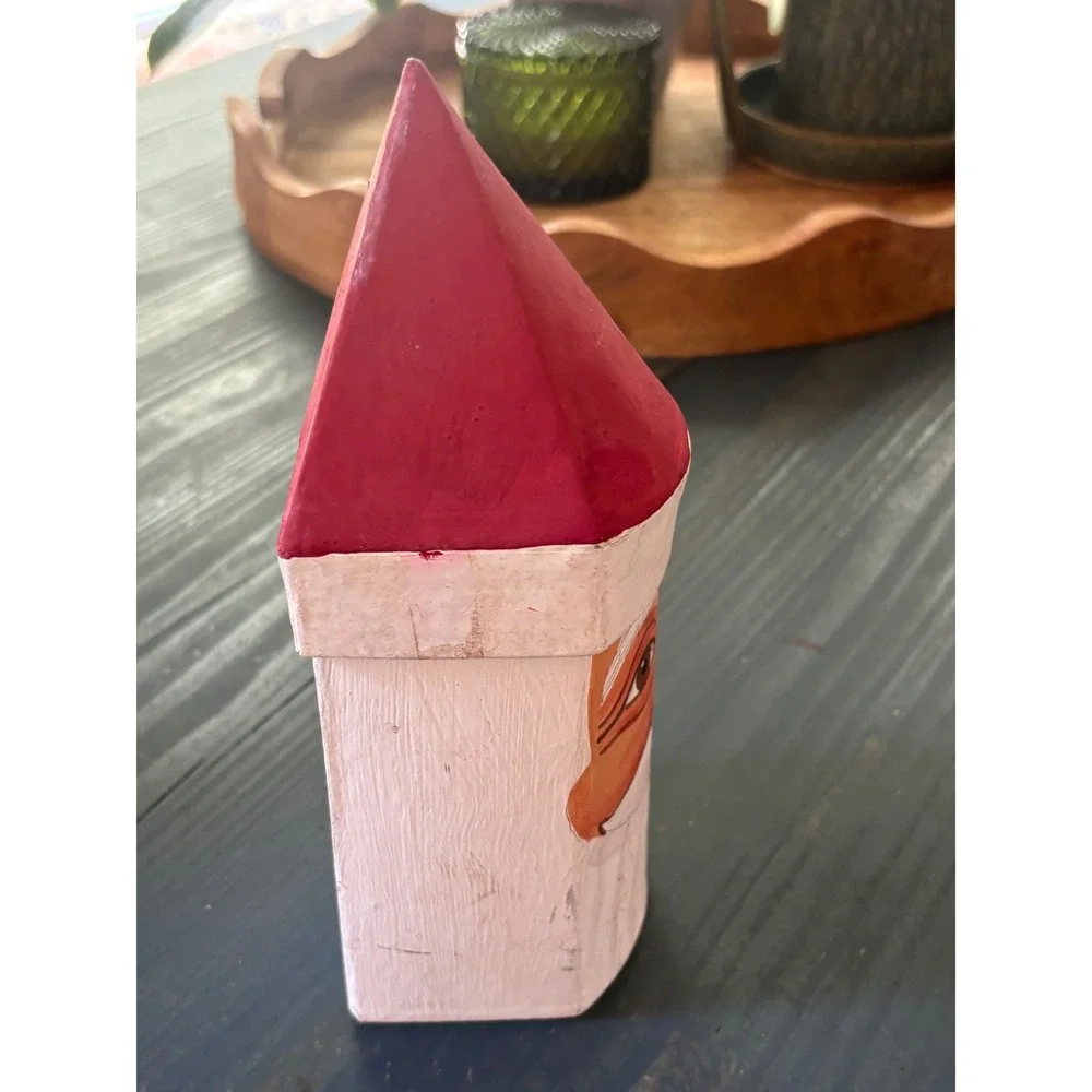 Hand Painted Wooden Santa Claus Gnome Figurine Folk Art Christmas Decor 9.5 Inch
